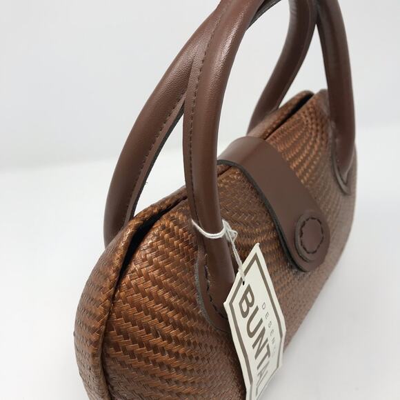 New Vintage Structured Woven Boho Handbag Brown - Picture 5 of 8